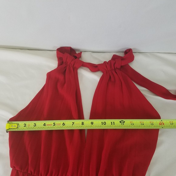 Lush Dress Womens Small Red Sleeveless Party Split Maxi Romper Halter Neck Zip - Picture 4 of 16